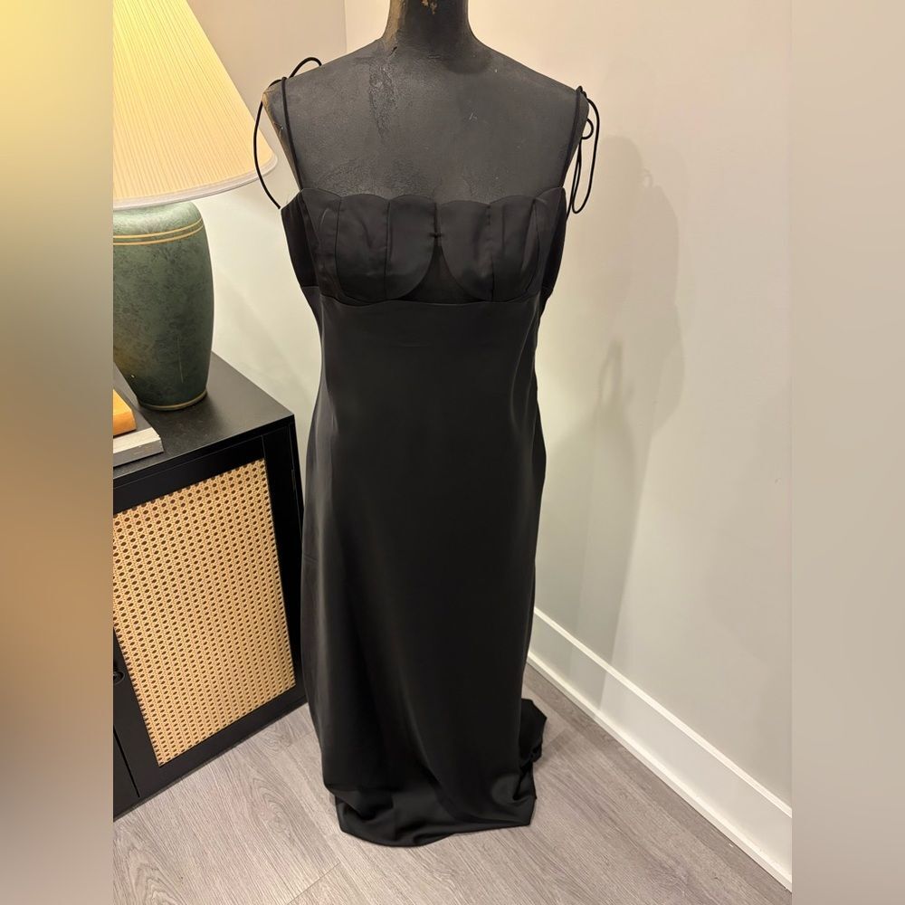 NWT Commense Satin Slip Style Black Full Length Gown Maxi Dress Size XL Formal